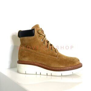 Streetwear Luxe | Rag & Bone Suede Construction Boots | Tan Camel Cabincore Lug
